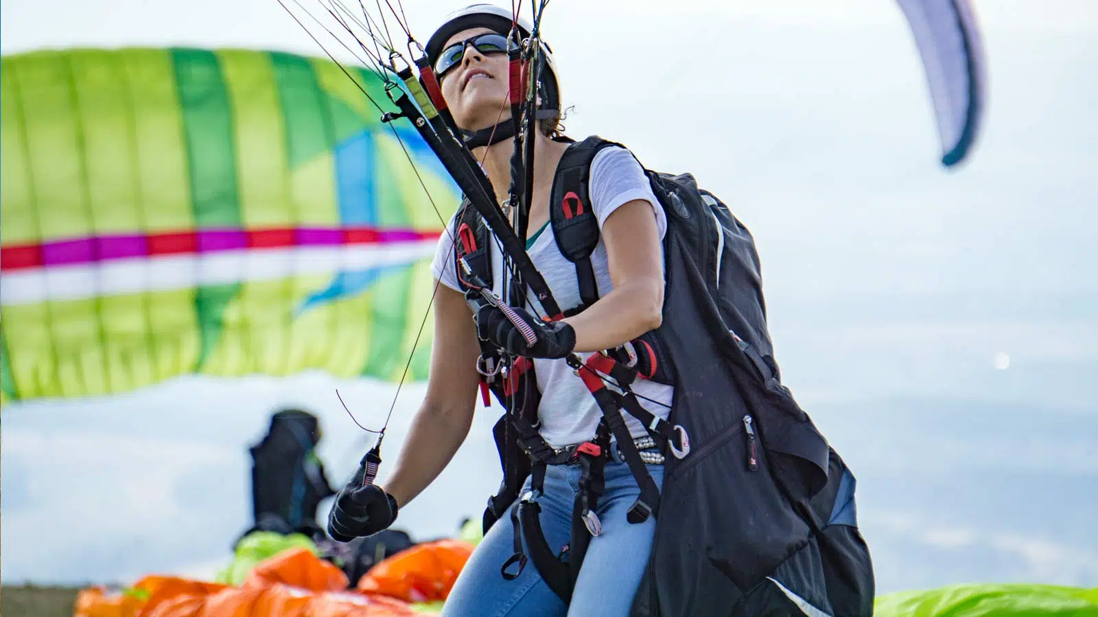 Pilotin beim Rückwärtsstart-Training auf der Wasserkuppe