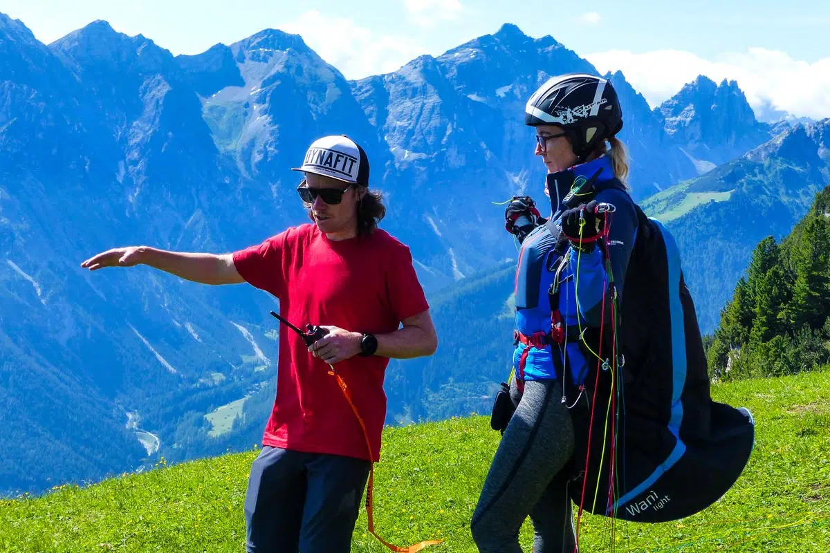 Fluglehrer Dominik beim Training im Stubaital
