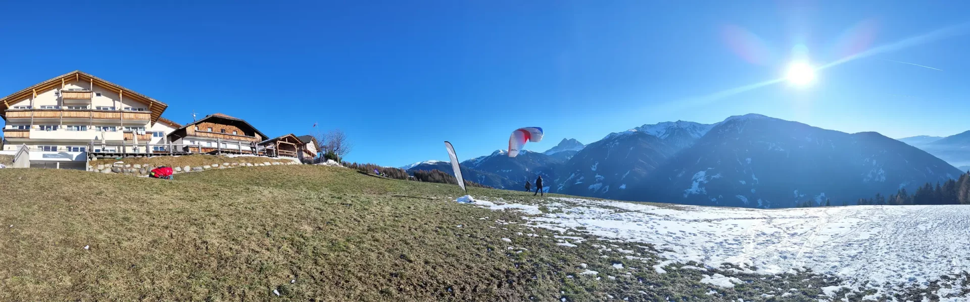 Startplatz-Panorama am Tulperhof auf der Lüsener Alm