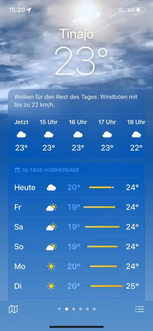 Screenshot: iPhone Wetter-App
