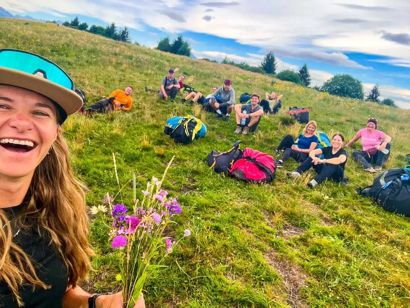 Hike-Truppe angekommen am oberen Startplatz