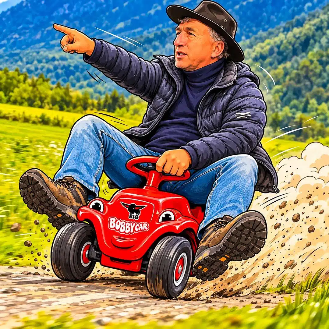 zu früh reingesetzt ist wie Bobby-Car fahren für Erwachsene.....(Grafik Nobby + KI)
